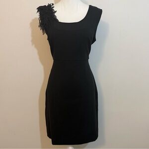 Worthington Black Sleeveless Sheath Dress Floral Shoulder — Size 12